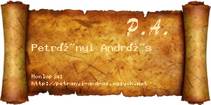Petrányi András névjegykártya